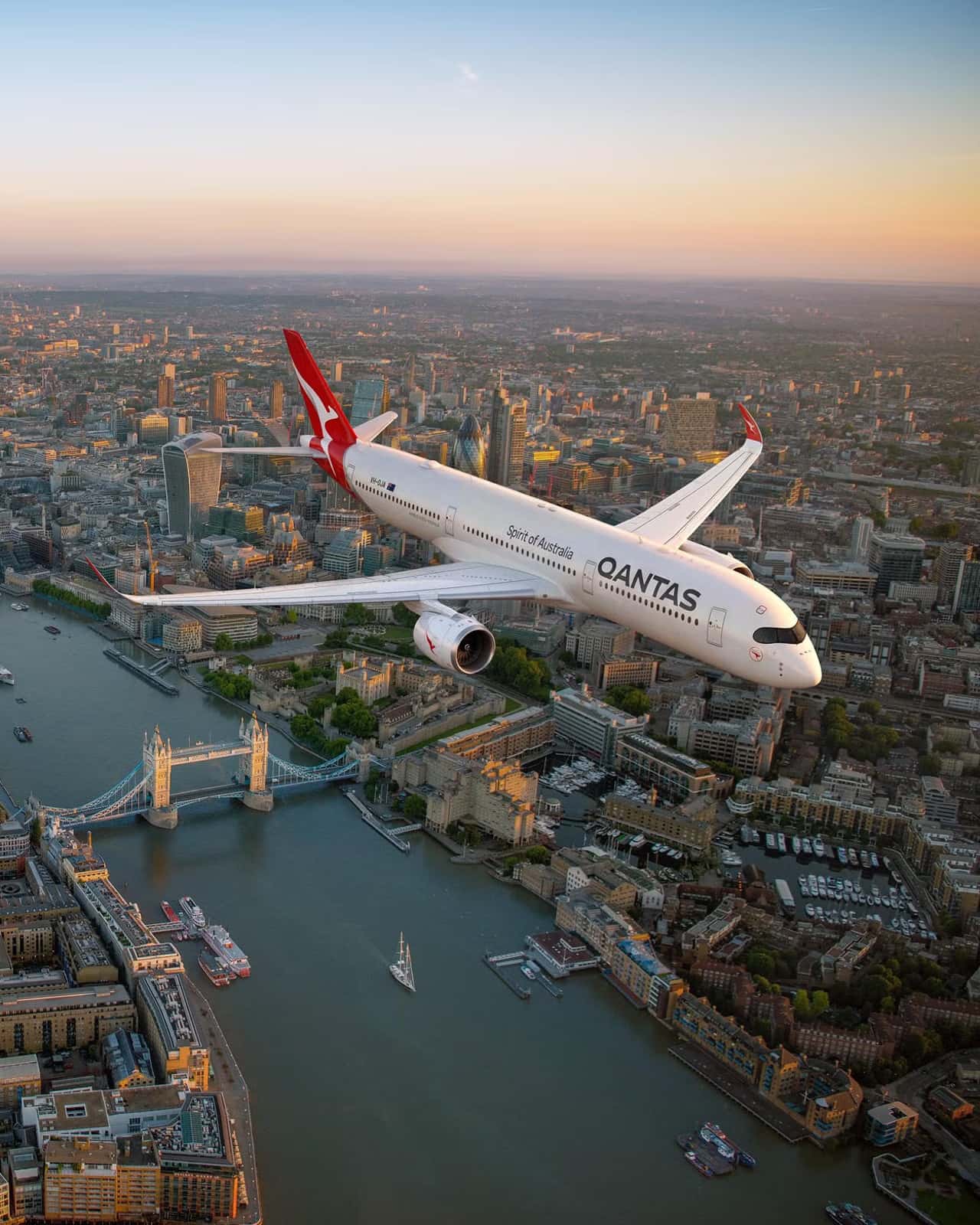 The A350 in dawn light